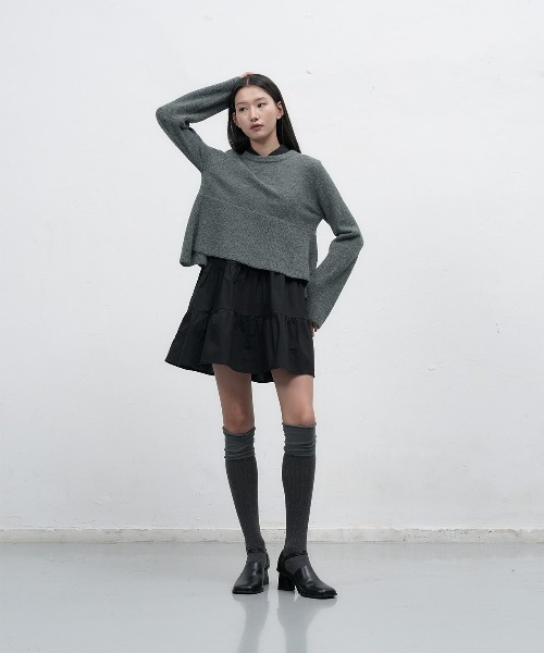 GENERAL IDEA(ジェネラルアイデア)の「【GENERAL IDEA】ニットレイヤードシャツワンピース / WOMAN KNIT LAYERED RUFFLE SHIRT ONE-PIECE(ワンピース・レディース・ベージュ/チャコール・L/M/S)」の6枚目の写真