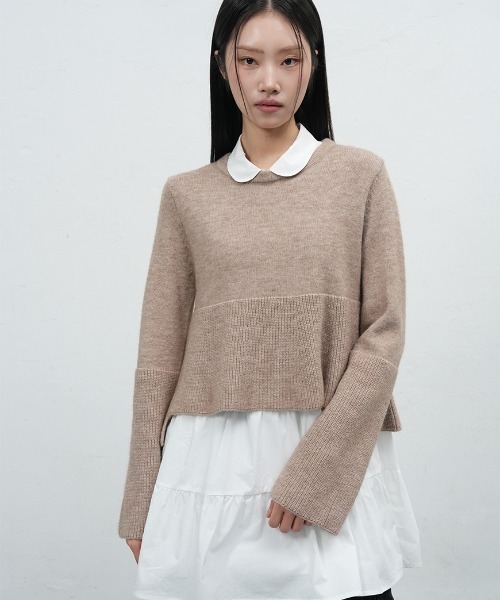 GENERAL IDEA(ジェネラルアイデア)の「【GENERAL IDEA】ニットレイヤードシャツワンピース / WOMAN KNIT LAYERED RUFFLE SHIRT ONE-PIECE(ワンピース・レディース・ベージュ/チャコール・L/M/S)」の14枚目の写真
