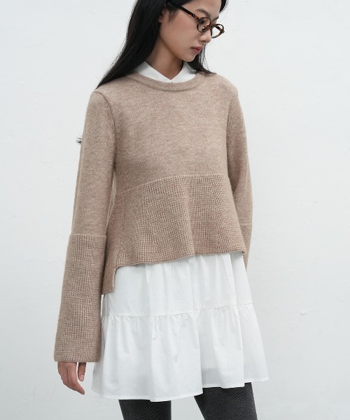 GENERAL IDEA(ジェネラルアイデア)の「【GENERAL IDEA】ニットレイヤードシャツワンピース / WOMAN KNIT LAYERED RUFFLE SHIRT ONE-PIECE(ワンピース・レディース・ベージュ/チャコール・L/M/S)」の16枚目の写真