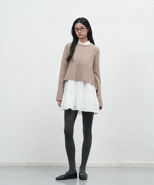 GENERAL IDEA(ジェネラルアイデア)の「【GENERAL IDEA】ニットレイヤードシャツワンピース / WOMAN KNIT LAYERED RUFFLE SHIRT ONE-PIECE(ワンピース・レディース・ベージュ/チャコール・L/M/S)」の17枚目の写真