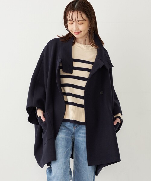 SHIPS Colors:〈手洗い可能〉ジャージー メルトン ポンチョ