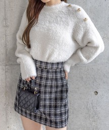 CLEAR BASIC | ゴールドボタン長袖ニットトップス[オフィスカジュアル 着回し抜群 大人]≪AW新作≫(ニット/セーター)