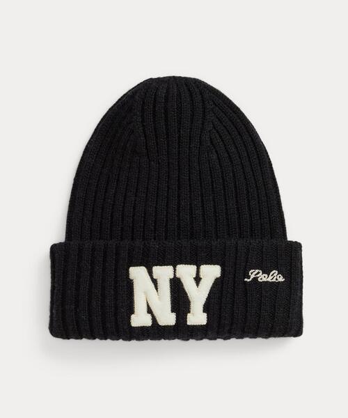 NY パッチ リブニット ウール ビーニー（ニットキャップ/ビーニー