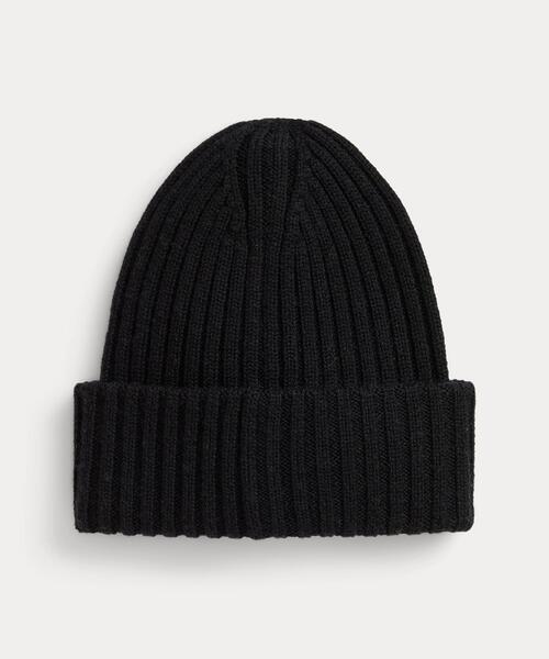 POLO RALPH LAUREN（ポロ ラルフ ローレン）の「NY パッチ リブニット ウール ビーニー（ニットキャップ/ビーニー・メンズ・ブラック系1・ONE）」の4枚目の写真