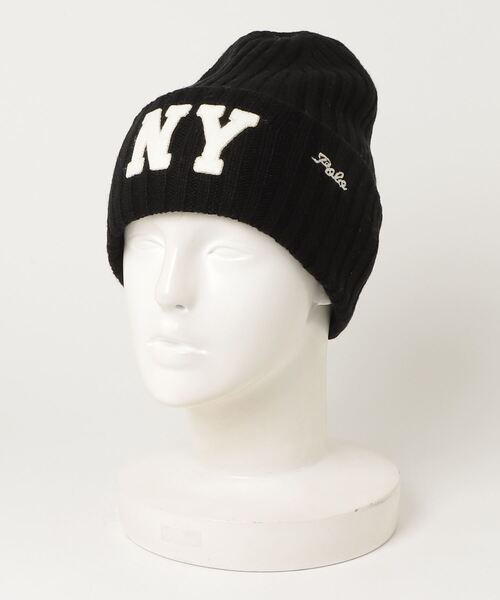POLO RALPH LAUREN（ポロ ラルフ ローレン）の「NY パッチ リブニット ウール ビーニー（ニットキャップ/ビーニー・メンズ・ブラック系1・ONE）」の3枚目の写真