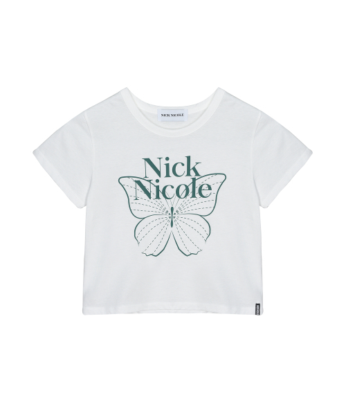 NICK&NICOLE(ニックアンドニコール)の「BUTTERFLY SIGNATURE CROP TOP_WHITE GREEN(Tシャツ/カットソー・レディース・その他・FREE)」の5枚目の写真