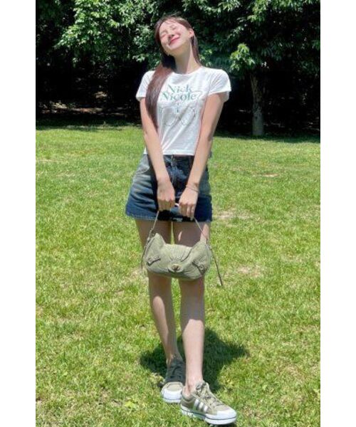 NICK&NICOLE(ニックアンドニコール)の「BUTTERFLY SIGNATURE CROP TOP_WHITE GREEN(Tシャツ/カットソー・レディース・その他・FREE)」の7枚目の写真