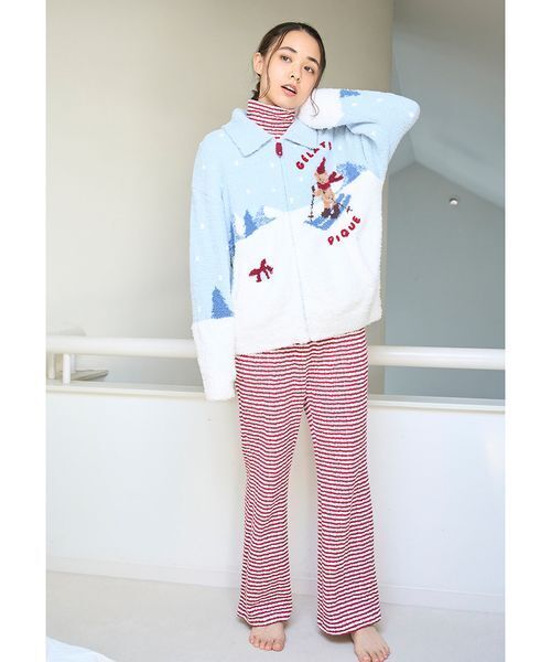 セール】【HOLIDAY】ボーダーふくれジャガードハイネックロンT（ルーム