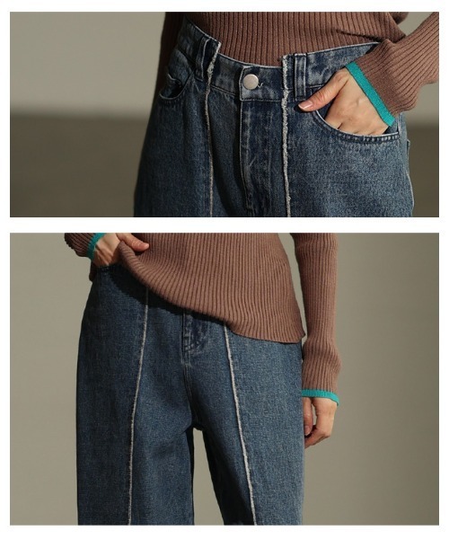 Sawa a la mode(サワアラモード)の「センターラインストレートデニムパンツ(デニムパンツ・レディース・ブラック/ブルー・FREE)」の6枚目の写真