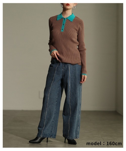 Sawa a la mode(サワアラモード)の「センターラインストレートデニムパンツ(デニムパンツ・レディース・ブラック/ブルー・FREE)」の8枚目の写真
