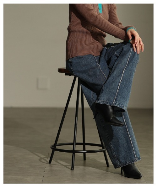 Sawa a la mode(サワアラモード)の「センターラインストレートデニムパンツ(デニムパンツ・レディース・ブラック/ブルー・FREE)」の10枚目の写真