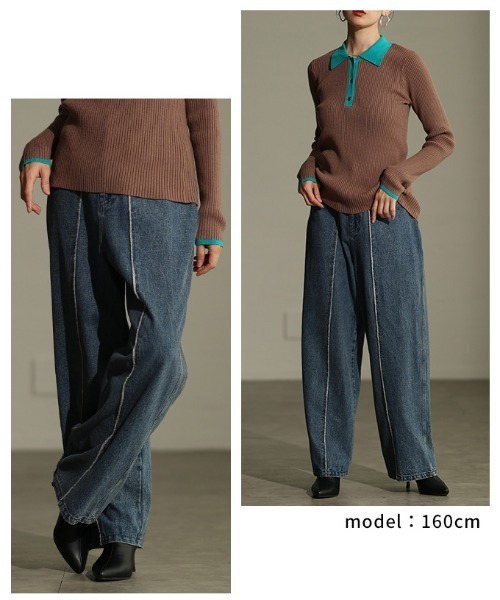 Sawa a la mode(サワアラモード)の「センターラインストレートデニムパンツ(デニムパンツ・レディース・ブラック/ブルー・FREE)」の11枚目の写真