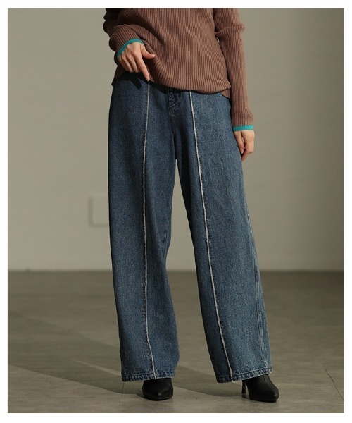 Sawa a la mode(サワアラモード)の「センターラインストレートデニムパンツ(デニムパンツ・レディース・ブラック/ブルー・FREE)」の13枚目の写真