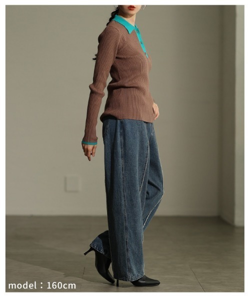 Sawa a la mode(サワアラモード)の「センターラインストレートデニムパンツ(デニムパンツ・レディース・ブラック/ブルー・FREE)」の14枚目の写真