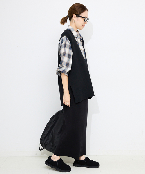 SLOBE IENA(スローブイエナ)の「《WEB限定/追加3》ダブルフェイスニットベスト(ベスト・レディース・ブラック・FREE)」の3枚目の写真