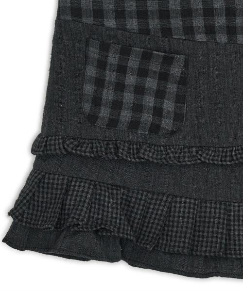 チェックラッフルミニスカート（ブラック）