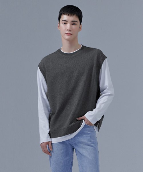 CHASECULT（チェイスカルト）の「男性レイヤード配色Tシャツ-CERK5114B0L（Tシャツ/カットソー・メンズ・チャコールグレー・100/105/95）」の4枚目の写真