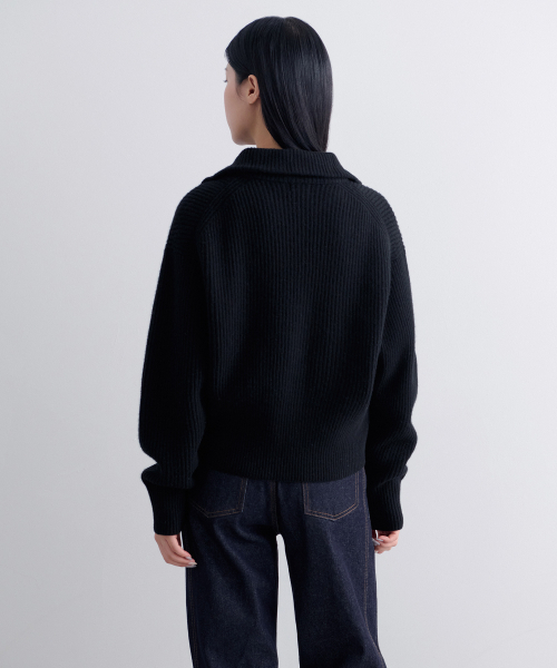 MUSINSA STANDARD WOMAN（ムシンサスタンダードウーマン）の「レディースラムズウールリブニットジップアップ[ブラック]（カーディガン/ボレロ・レディース・その他・SMALL/MEDIUM/LARGE）」の14枚目の写真