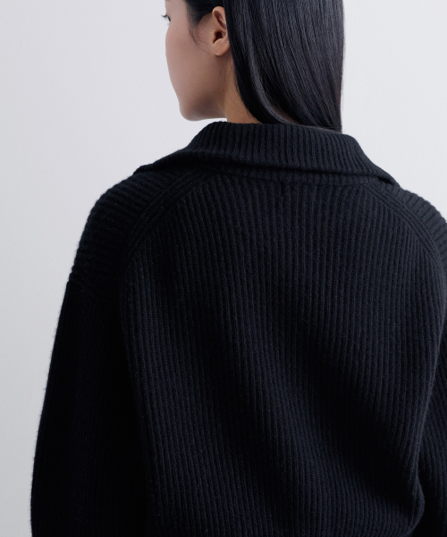 MUSINSA STANDARD WOMAN（ムシンサスタンダードウーマン）の「レディースラムズウールリブニットジップアップ[ブラック]（カーディガン/ボレロ・レディース・その他・SMALL/MEDIUM/LARGE）」の10枚目の写真