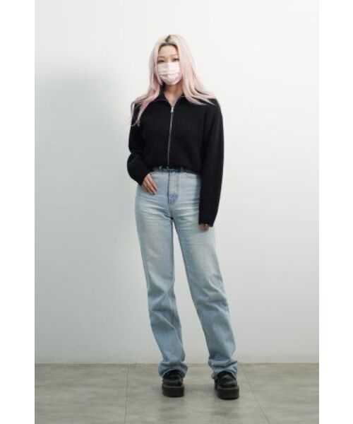 MUSINSA STANDARD WOMAN（ムシンサスタンダードウーマン）の「レディースラムズウールリブニットジップアップ[ブラック]（カーディガン/ボレロ・レディース・その他・SMALL/MEDIUM/LARGE）」の4枚目の写真