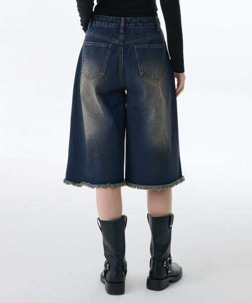 MUSINSA STANDARD WOMAN(ムシンサスタンダードウーマン)の「ウーマンズビッグブラシカットオフバミューダデニムパンツ【ラスティブルー】(デニムパンツ・レディース・その他・30/25/29/24/26/27/28)」の13枚目の写真