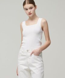 MUSINSA STANDARD WOMAN（ムシンサスタンダードウーマン）の「Women's Square Neck Knit Sleeveless Top [White]（ニット/セーター・レディース）」