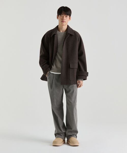MUSINSA STANDARD（ムシンサスタンダード）の「ブラシドワンタックワイドバンディングスラックス[ヘッダーベージュ]（スラックス・メンズ・その他・40/38/42/36/34/32/30/26/28）」の4枚目の写真