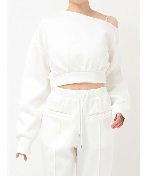 EATME（イートミー）の「【SETUP】ダンボールワンショルTOP（スウェット・レディース・グレー/オフホワイト/ブラック・FREE）」の2枚目の写真