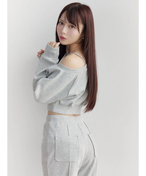 EATME（イートミー）の「【SETUP】ダンボールワンショルTOP（スウェット・レディース・グレー/オフホワイト/ブラック・FREE）」の6枚目の写真