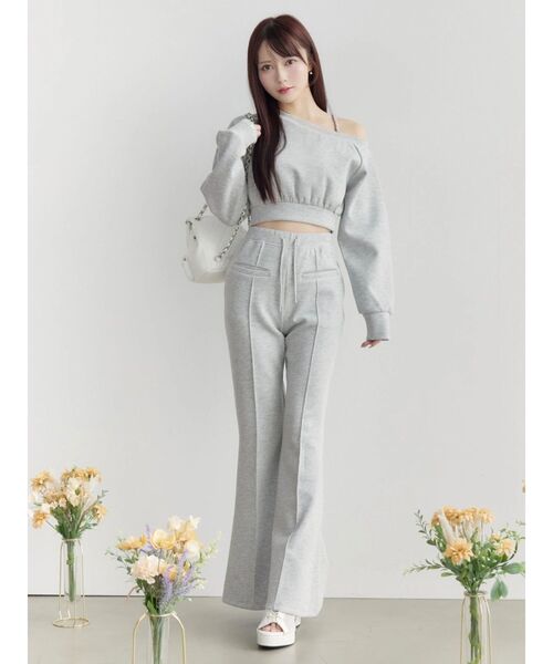 EATME（イートミー）の「【SETUP】ダンボールワンショルTOP（スウェット・レディース・グレー/オフホワイト/ブラック・FREE）」の7枚目の写真