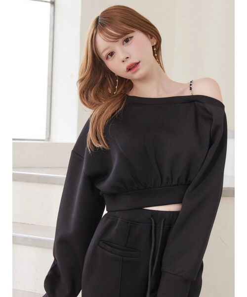 EATME(イートミー)の「【SETUP】ダンボールワンショルTOP(スウェット・レディース・グレー/オフホワイト/ブラック・FREE)」の18枚目の写真