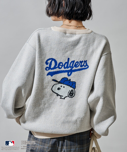 FREAK'S STORE（フリークスストア）の「MLB×PEANUTS ジャガードニット/エムエルビー（ニット/セーター・レディース・オフホワイト/チャコールグレー/ライトグレー・ﾌﾘ-）」の2枚目の写真