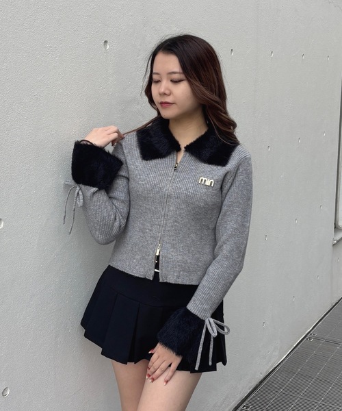 one way（ワンウェイ）の「フェザー衿ZIPニット（ニット/セーター・レディース・ホワイト/ブラック/グレー・FREE）」の15枚目の写真