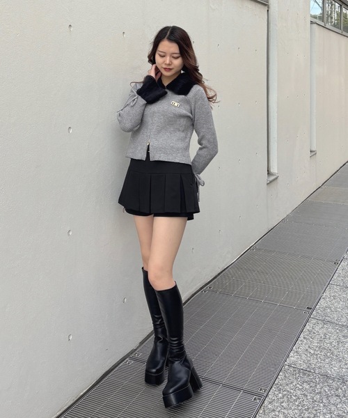 one way（ワンウェイ）の「フェザー衿ZIPニット（ニット/セーター・レディース・ホワイト/ブラック/グレー・FREE）」の22枚目の写真