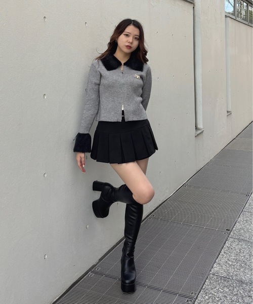 フェザー衿ZIPニット（ニット/セーター）｜one way（ワンウェイ）の