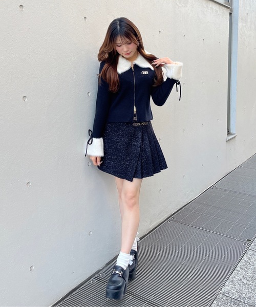 one way（ワンウェイ）の「フェザー衿ZIPニット（ニット/セーター・レディース・ホワイト/ブラック/グレー・FREE）」の12枚目の写真