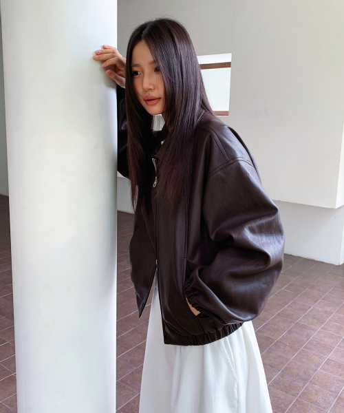 (ウィメンズ) アワーシングルレザージャケット_Brown