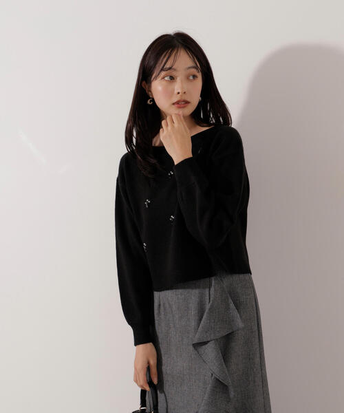 PROPORTION BODY DRESSING（プロポーションボディドレッシング）の「ビジュー付きボックスニット / 1216170005（ニット/セーター・レディース・ダークグレー/ブラック・FREE）」の7枚目の写真