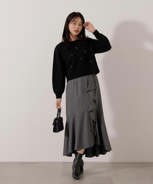 PROPORTION BODY DRESSING（プロポーションボディドレッシング）の「ビジュー付きボックスニット / 1216170005（ニット/セーター・レディース・ダークグレー/ブラック・FREE）」の8枚目の写真