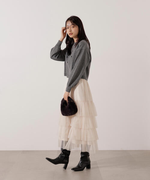 PROPORTION BODY DRESSING（プロポーションボディドレッシング）の「ビジュー付きボックスニット / 1216170005（ニット/セーター・レディース・ダークグレー/ブラック・FREE）」の15枚目の写真