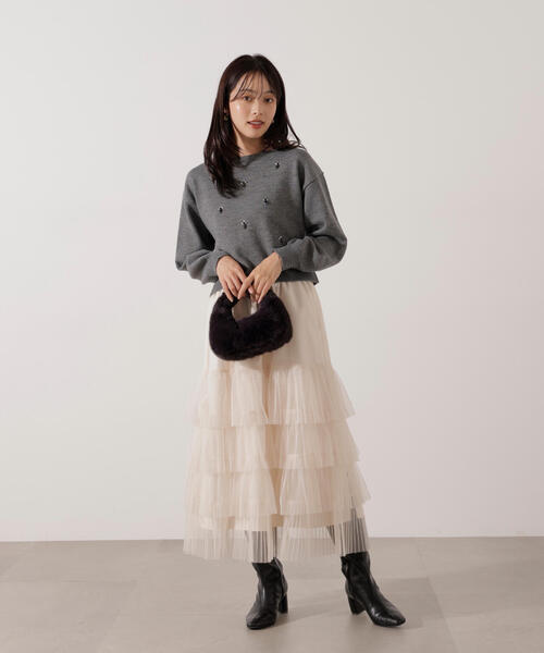 PROPORTION BODY DRESSING（プロポーションボディドレッシング）の「ビジュー付きボックスニット / 1216170005（ニット/セーター・レディース・ダークグレー/ブラック・FREE）」の17枚目の写真