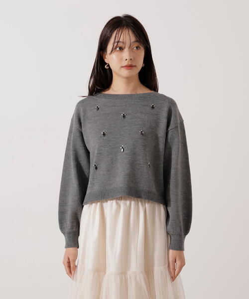 PROPORTION BODY DRESSING（プロポーションボディドレッシング）の「ビジュー付きボックスニット / 1216170005（ニット/セーター・レディース・ダークグレー/ブラック・FREE）」の18枚目の写真