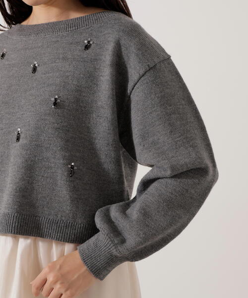 PROPORTION BODY DRESSING（プロポーションボディドレッシング）の「ビジュー付きボックスニット / 1216170005（ニット/セーター・レディース・ダークグレー/ブラック・FREE）」の22枚目の写真