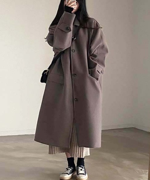 FREE STYLISTS(フリー スタイリスト)の「YUGA_YGMC Stand collar long coat(ステンカラーコート・レディース・ブラウン/ブラック・FREE)」の12枚目の写真