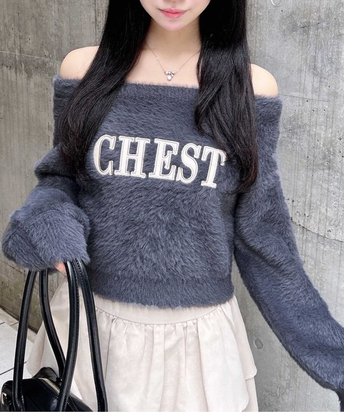 INGNI（イング）の「オフショルレザーロゴ貼付シャギーニット（ニット/セーター・レディース・ホワイト系/グレー系その他6/ワイン系2/ピンク系9・M）」の11枚目の写真