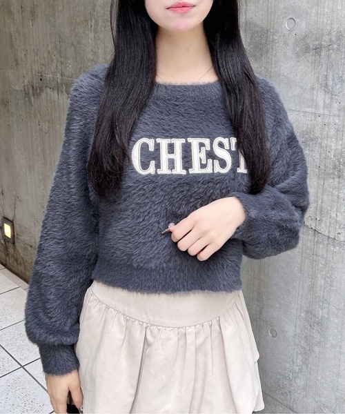 INGNI（イング）の「オフショルレザーロゴ貼付シャギーニット（ニット/セーター・レディース・ホワイト系/グレー系その他6/ワイン系2/ピンク系9・M）」の13枚目の写真