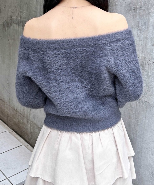 INGNI（イング）の「オフショルレザーロゴ貼付シャギーニット（ニット/セーター・レディース・ホワイト系/グレー系その他6/ワイン系2/ピンク系9・M）」の15枚目の写真