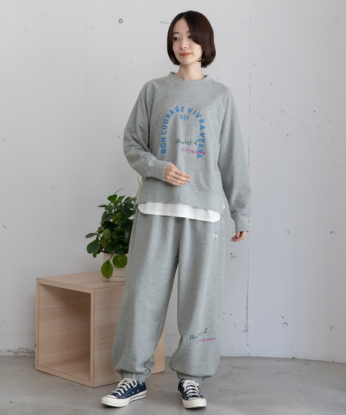 POU DOU DOU（プードゥドゥ）の「ランダム刺繍スウェットバレルパンツ（その他パンツ・レディース・グレー/ネイビー/ダークブラウン・M）」の14枚目の写真