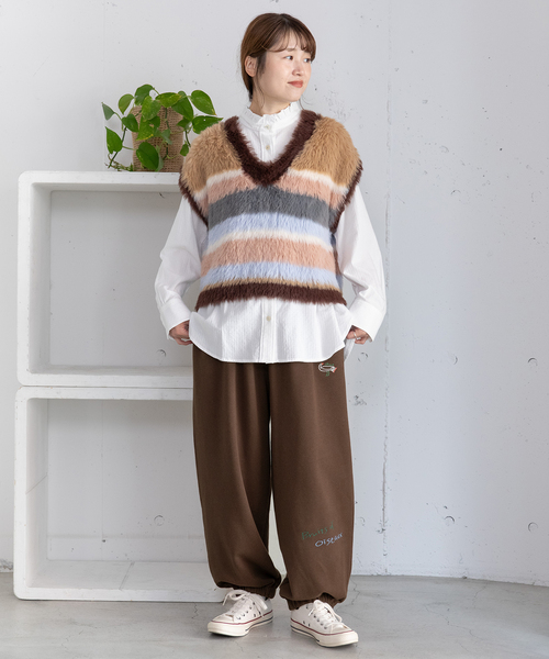 POU DOU DOU（プードゥドゥ）の「ランダム刺繍スウェットバレルパンツ（その他パンツ・レディース・グレー/ネイビー/ダークブラウン・M）」の12枚目の写真