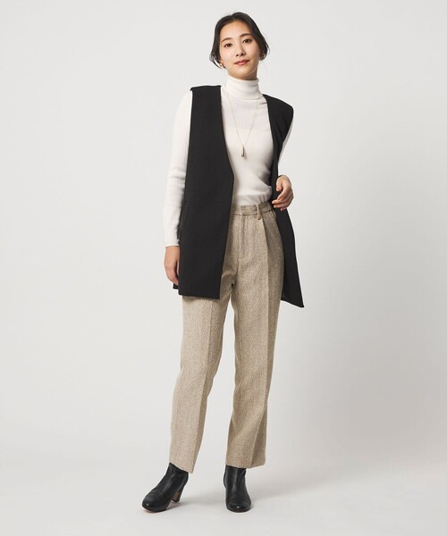 A DAY IN THE LIFE UNITED ARROWS(アデイインザライフユナイテッドアローズ)の「ブークレ ヘリンボーン タックストレートパンツ ‐ウォッシャブル‐ <A DAY IN THE LIFE>(スラックス・レディース・ナチュラル/ダークグレー/モカ・38/40/36)」の16枚目の写真